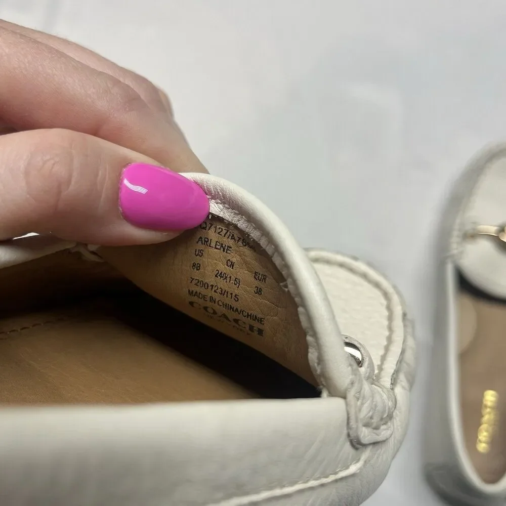 Coach White Leather Arlene Loafer Flats Size 8